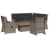 vidaXL 6-delige Loungeset met kussens poly rattan grijs