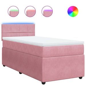vidaXL Boxspring met matras fluweel roze 80x200 cm