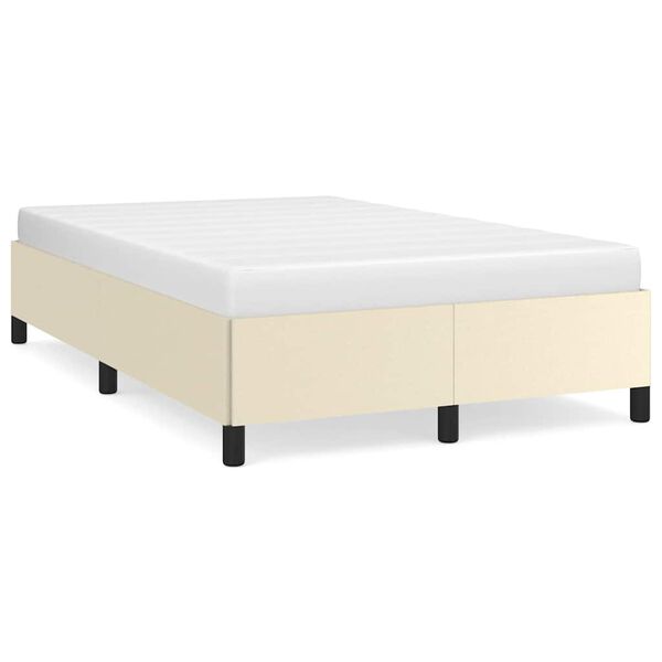 vidaXL Bedframe zonder matras 120x190 cm kunstleer cr&egrave;me