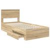 vidaXL Bedframe met hoofdeinde Sonoma Eiken 90 x 190 cm Bewerkt hout