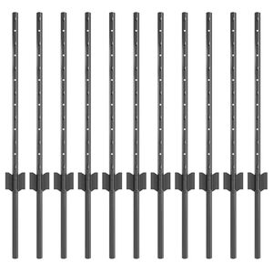 vidaXL Afrasteringspaal 11 pcs Grijs 60 cm Staal