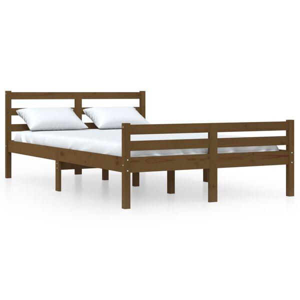 vidaXL Bedframe massief hout honingbruin 150x200 cm