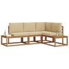 vidaXL Buiten bankenset met kussen 4 Stuk Natuurlijk en Beige