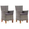 vidaXL Tuinstoelen 2 st met kussens poly rattan grijs