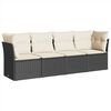 vidaXL 4-delige Loungeset met kussens poly rattan zwart