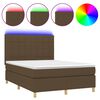 vidaXL Boxspring met matras en LED stof donkerbruin 140x200 cm