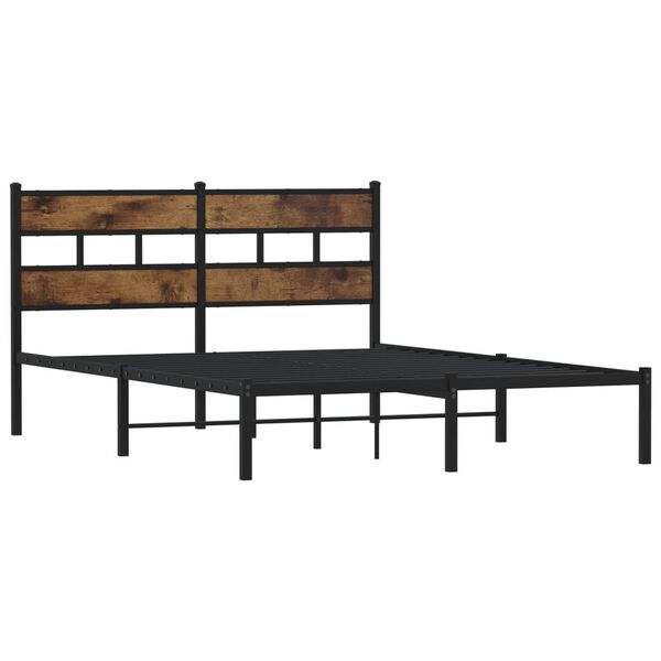 vidaXL Bedframe zonder matras metaal gerookt eikenkleurig 160x200 cm