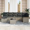 vidaXL Tuin Sofa Set met kussen met opslag 8 pcs Lichtgrijs Poly riet