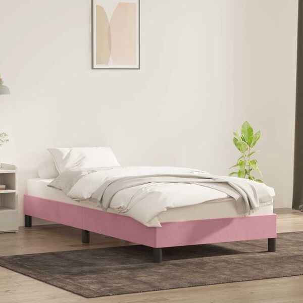 vidaXL Bedframe zonder matras 90x220 cm fluweel roze