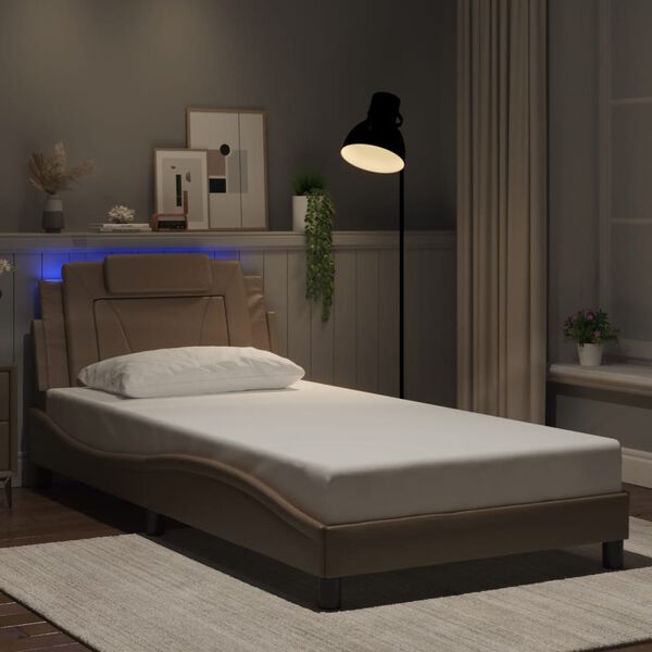 vidaXL Bedframe "Viana" met LED zonder matras cappuccino 100x200 cm