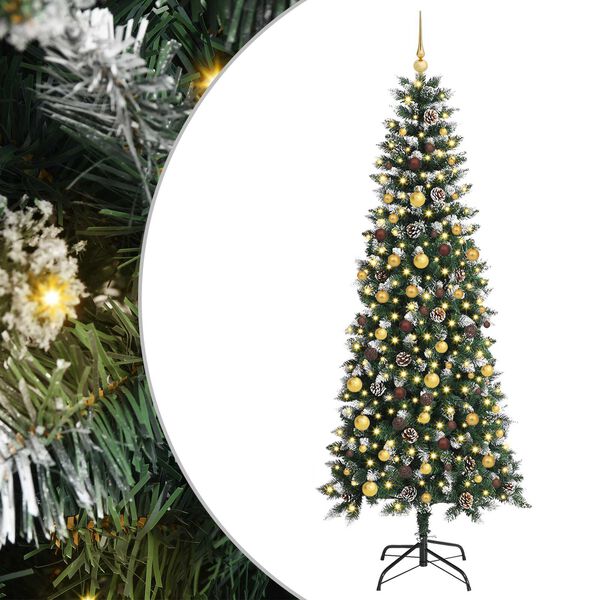 vidaXL Kunstkerstboom met 300 LED Groen 210 cm PVC en Plastic en Staal
