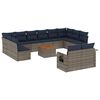 vidaXL 13-delige tuinbankset met kussens, grijs polyrotan