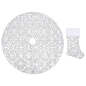 vidaXL Kerstboomrok luxe met sok 90 cm stof wit