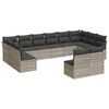 vidaXL 12-delige Loungeset met kussens poly rattan lichtgrijs