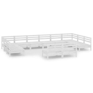 vidaXL 12-delige Loungeset massief grenenhout wit