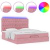 vidaXL Ottoman bed met matrassen en LED's 200x200cm fluweel roze