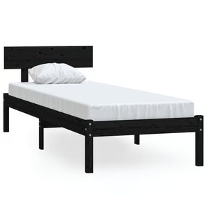 vidaXL Bedframe massief grenenhout zwart 100x200 cm