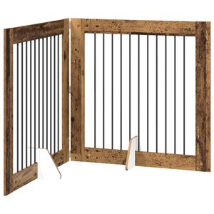 vidaXL Opvouwbaar hondenhek met standaards 2 st Oud hout 200,5 cm