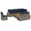 vidaXL 9-delige tuinbankset met kussens, grijs polyrotan