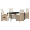 vidaXL Tuin eettafelset met kussen 5 pcs Beige poly rattan