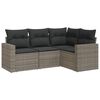 vidaXL 4-delige Loungeset met kussens poly rattan grijs