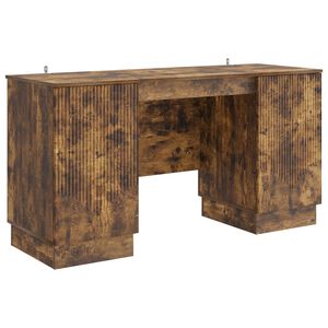 vidaXL Bureau Gerookt eiken 142,5 x 50 x 75 cm Bewerkt hout