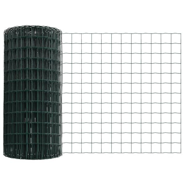 vidaXL Hek met Paal Groen 0,4 x 25 m Staal en PVC