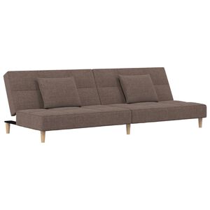vidaXL Slaapbank 2-zits met 2 kussens stof taupe