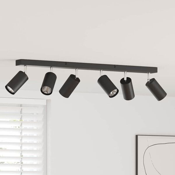vidaXL Plafondspot met schijnwerpers Zwart 73 x 6 x 16 cm Metaal