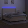 vidaXL Boxspring met matras en LED stof cr&egrave;mekleurig 160x200 cm