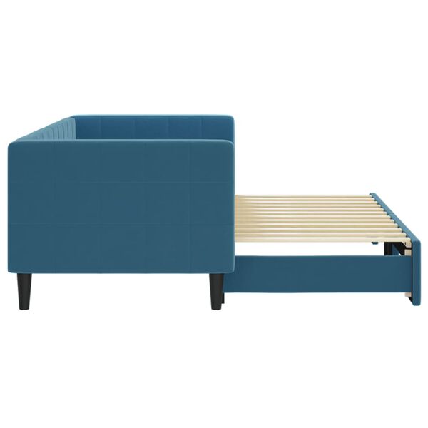 vidaXL Slaapbank met onderschuifbed 80x200 cm fluweel blauw