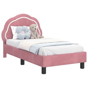vidaXL Peuterbedframe met hoofdbord Roze 70 x 140 cm Fluweel