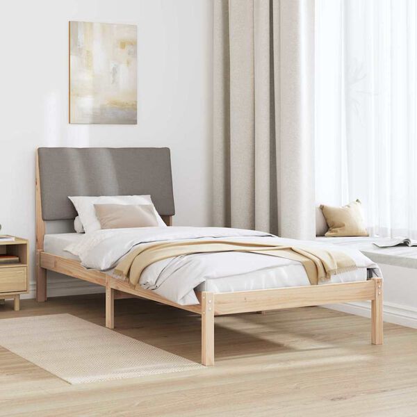 vidaXL Bedframe Bruin en taupe 90 x 190 cm Massief grenenhout