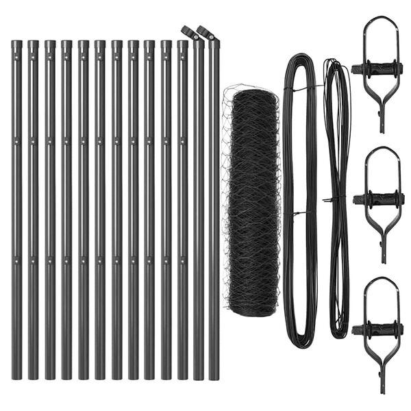 vidaXL Afrasteringspaal Grijs 25 x 0,6 m (36 mm gaas) Staal en PVC