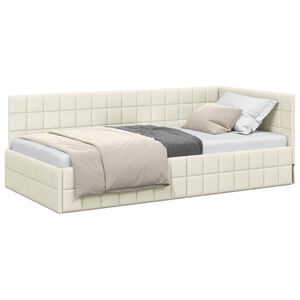 vidaXL Hoekbedframe met hoofdeinde Cr&egrave;me 100 cm x 200 cm Fluweel