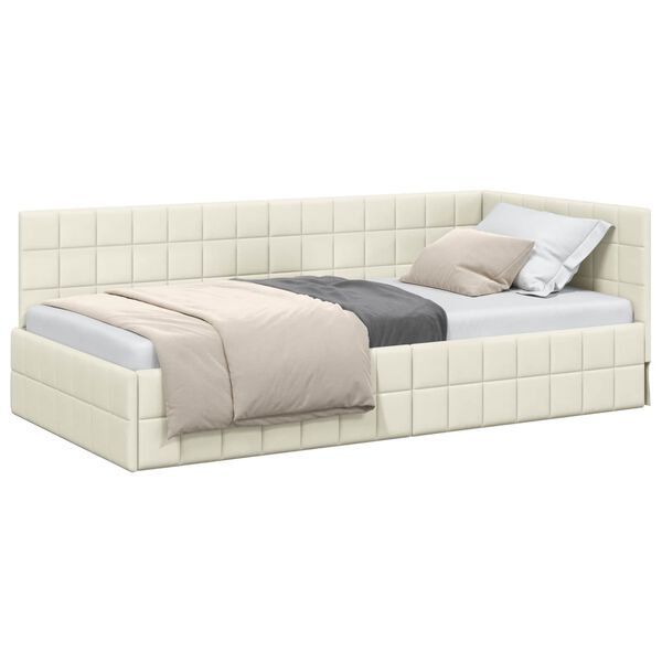 vidaXL Hoekbedframe met hoofdeinde Crème 100 cm x 200 cm Fluweel