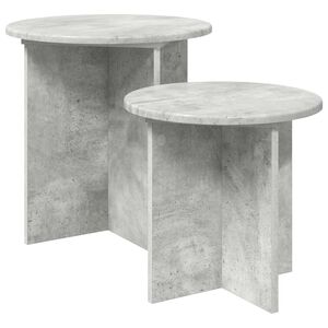 vidaXL Bijzettafelset 2 st Betongrijs &Oslash; 45 x 45 cm Geconstrueerd hout