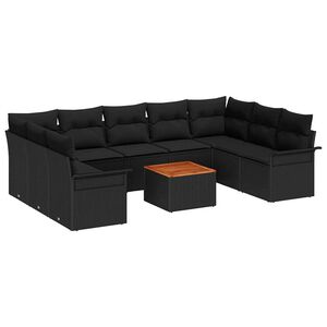vidaXL Tuinbankenset 10 st 9-Aantal zitplaatsen Zwart poly rattan