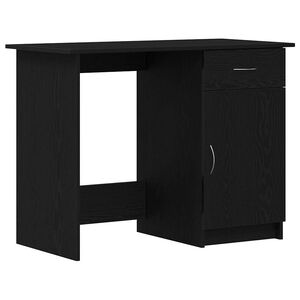 vidaXL Bureau met lade Zwart Eiken 100 x 50 x 76 cm Bewerkt hout