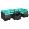 vidaXL 8-delige Loungeset met kussens poly rattan acacia zwart