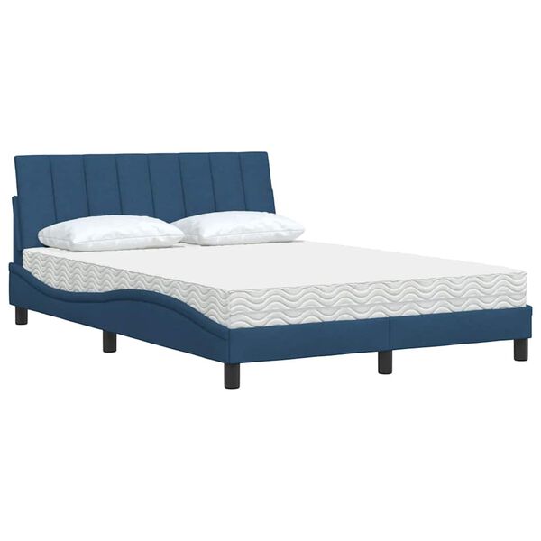 vidaXL Bed met matras "Hanko" stof blauw 140x190 cm