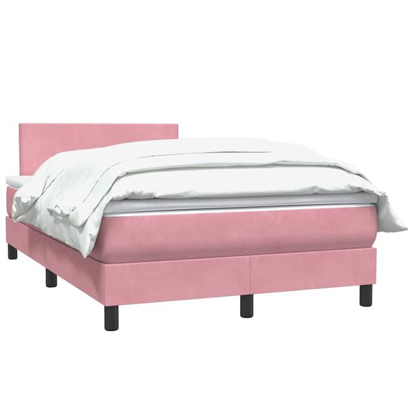 vidaXL Boxspring met matras fluweel roze 120x220 cm