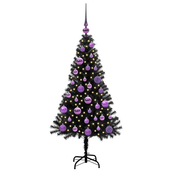 vidaXL Kerstboom met 150 LED met standaard Zwart 120 cm PVC