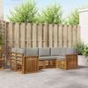vidaXL Sofa-Sets 6 pcs Natuurlijk en Lichtgrijs Massief Acaciahout