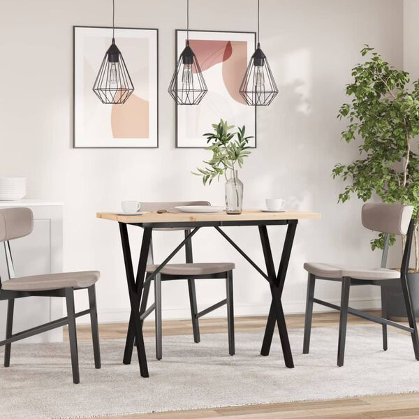 vidaXL Eettafel X-frame 100x50x75,5 cm massief grenenhout en staal
