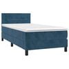 vidaXL Boxspring met matras fluweel donkerblauw 90x200 cm