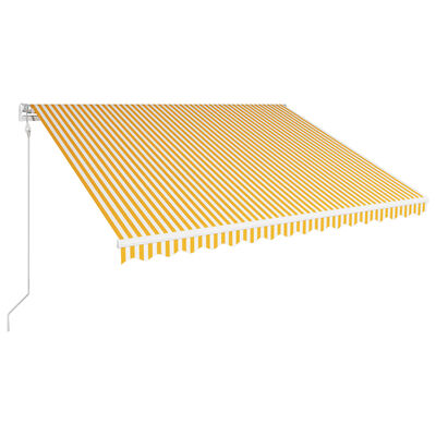 vidaXL Luifel automatisch uittrekbaar 400x300 cm geel en wit