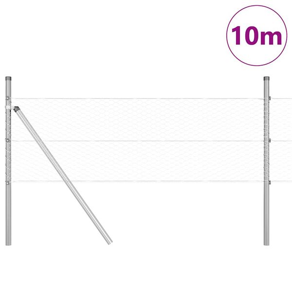 vidaXL Afrasteringspaal Zilver 10 x 0,8 m (25 mm gaas) Staal