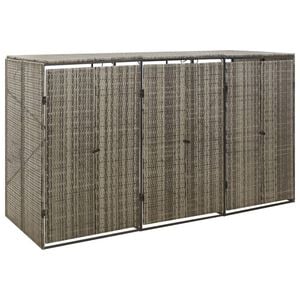 vidaXL Containerberging driedubbel 207x80x117 cm poly rattan grijs
