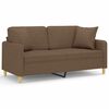 vidaXL Tweezitsbank met sierkussens 140 cm stof bruin